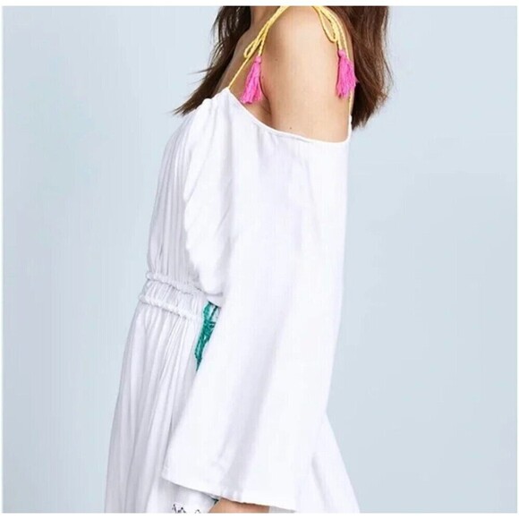 Nanette Lepore Swim Womens Boho Cover‎ up Dress White Size Xs Embroidered Tassel - Picture 2 of 14